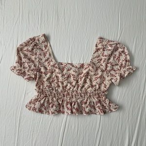 Pouf sleeve floral top